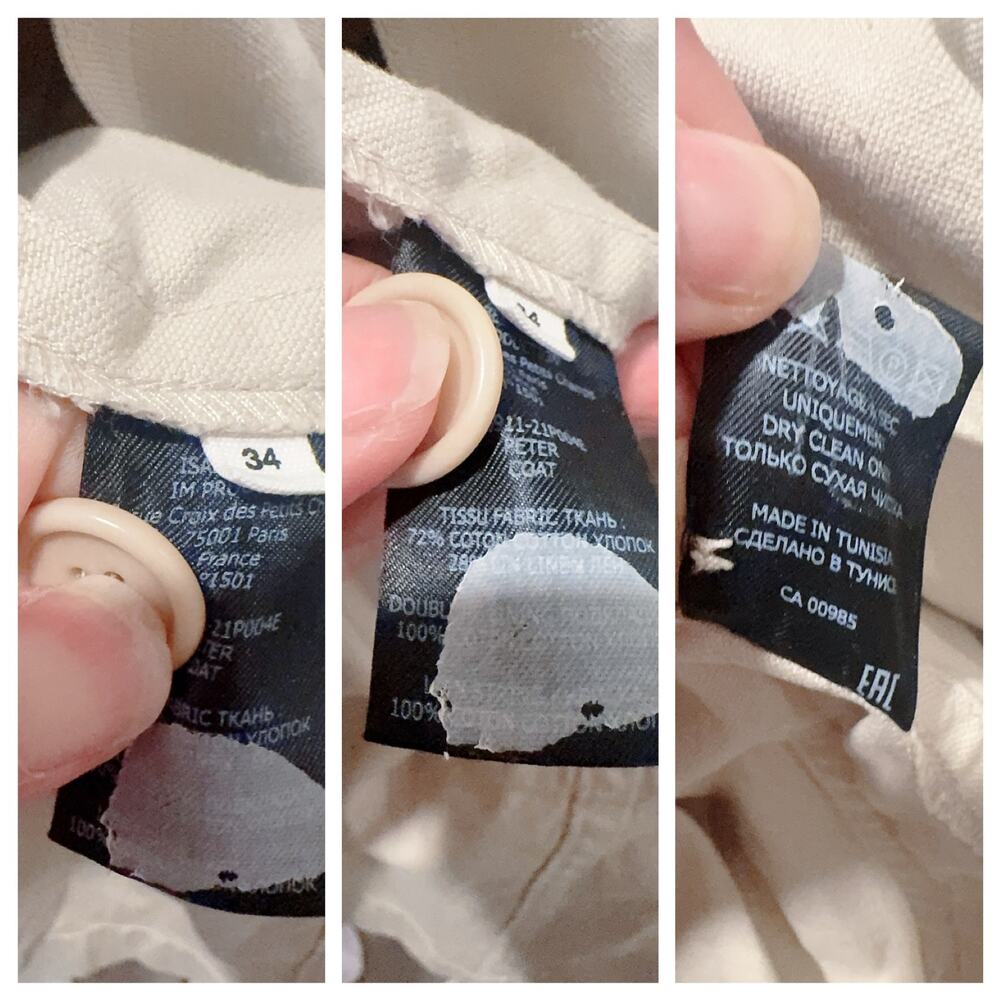Isabel Marant Etoile Oversized Cotton Trench Coat Cream FR34 US2 - Picture 11 of 13